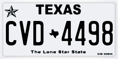TX license plate CVD4498
