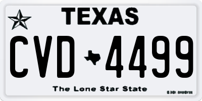 TX license plate CVD4499