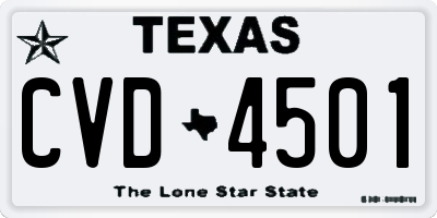 TX license plate CVD4501
