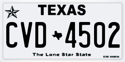 TX license plate CVD4502
