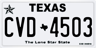 TX license plate CVD4503