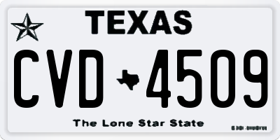 TX license plate CVD4509