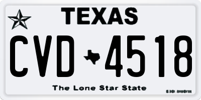 TX license plate CVD4518
