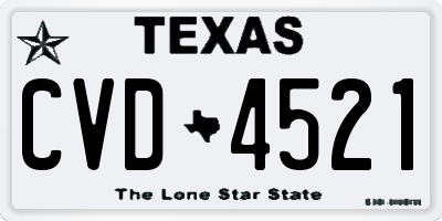 TX license plate CVD4521