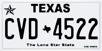 TX license plate CVD4522