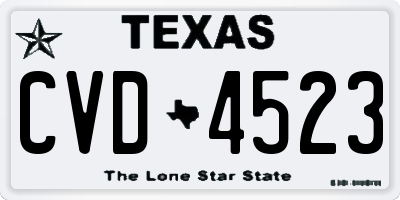 TX license plate CVD4523