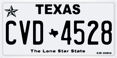 TX license plate CVD4528