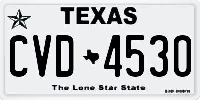 TX license plate CVD4530
