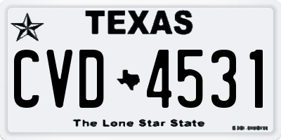 TX license plate CVD4531