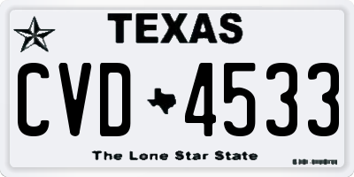 TX license plate CVD4533