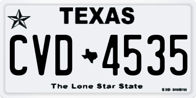 TX license plate CVD4535