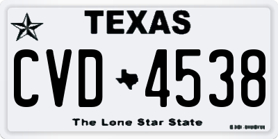 TX license plate CVD4538