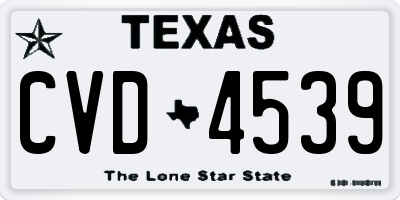 TX license plate CVD4539