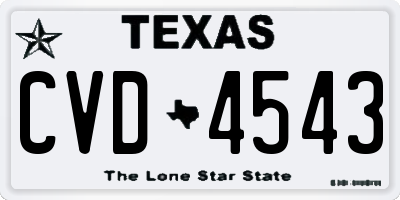 TX license plate CVD4543