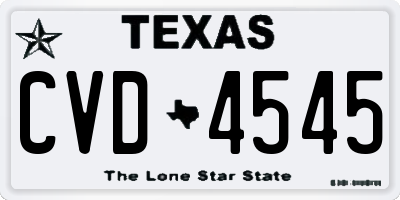 TX license plate CVD4545
