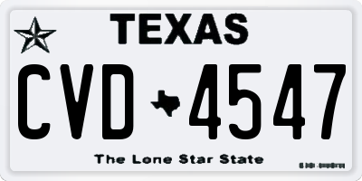TX license plate CVD4547