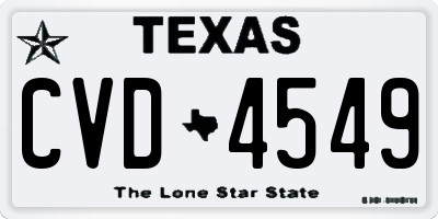TX license plate CVD4549