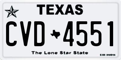 TX license plate CVD4551