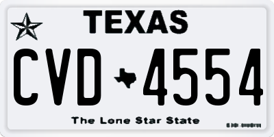 TX license plate CVD4554
