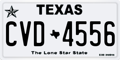 TX license plate CVD4556