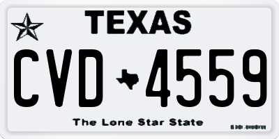 TX license plate CVD4559