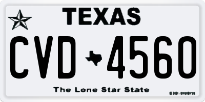 TX license plate CVD4560