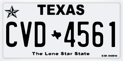 TX license plate CVD4561