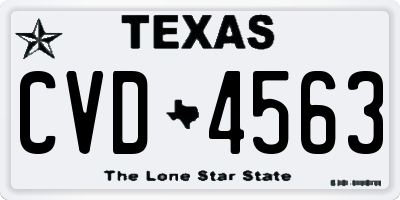 TX license plate CVD4563