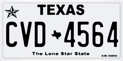 TX license plate CVD4564