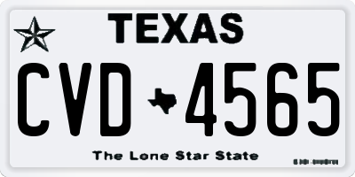 TX license plate CVD4565