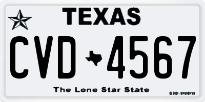 TX license plate CVD4567