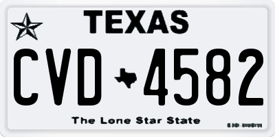 TX license plate CVD4582