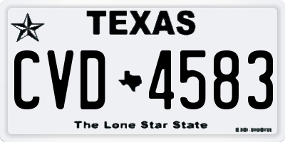 TX license plate CVD4583