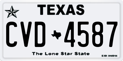 TX license plate CVD4587