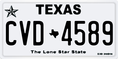 TX license plate CVD4589