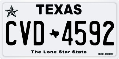 TX license plate CVD4592