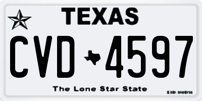 TX license plate CVD4597