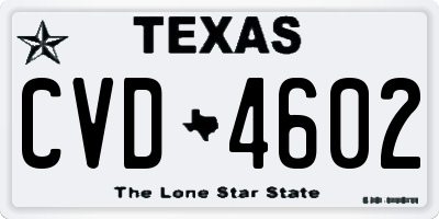 TX license plate CVD4602