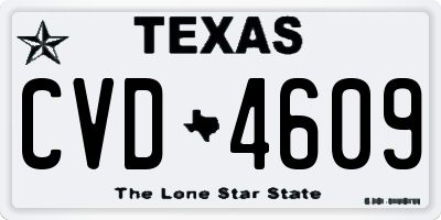 TX license plate CVD4609