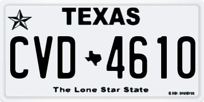 TX license plate CVD4610