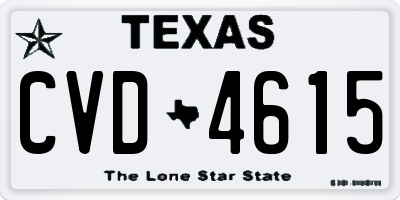 TX license plate CVD4615