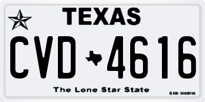 TX license plate CVD4616