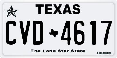 TX license plate CVD4617