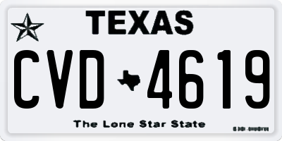 TX license plate CVD4619