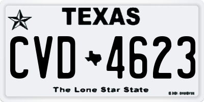 TX license plate CVD4623