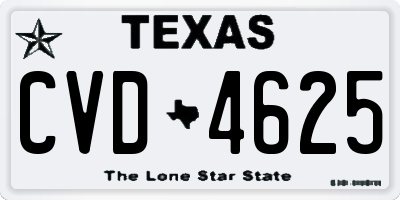 TX license plate CVD4625