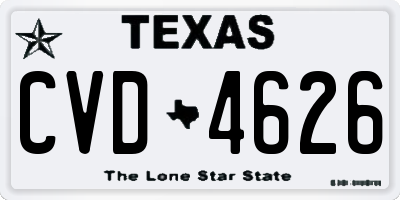 TX license plate CVD4626