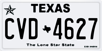 TX license plate CVD4627