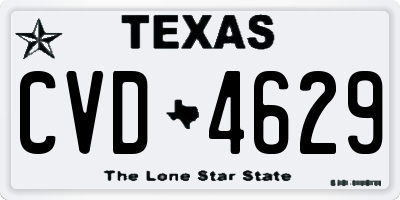 TX license plate CVD4629