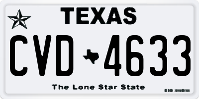 TX license plate CVD4633